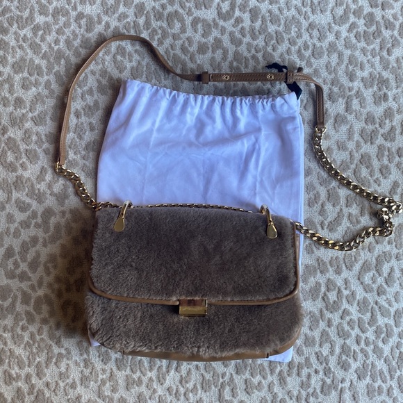 Elizabeth and James, Shearling Fur & Leather Charlie Shoulder Bag, Stone - Picture 13 of 13